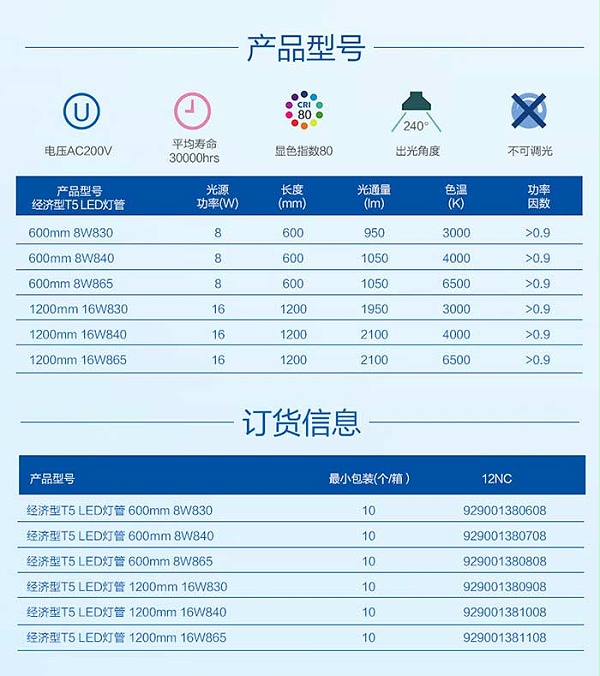 飞利浦经济型T5灯管